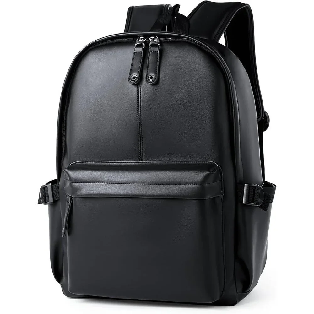 ✨Men Black Pu Leather Laptop Classic Purse Airplane Travel Backpack Business Bag